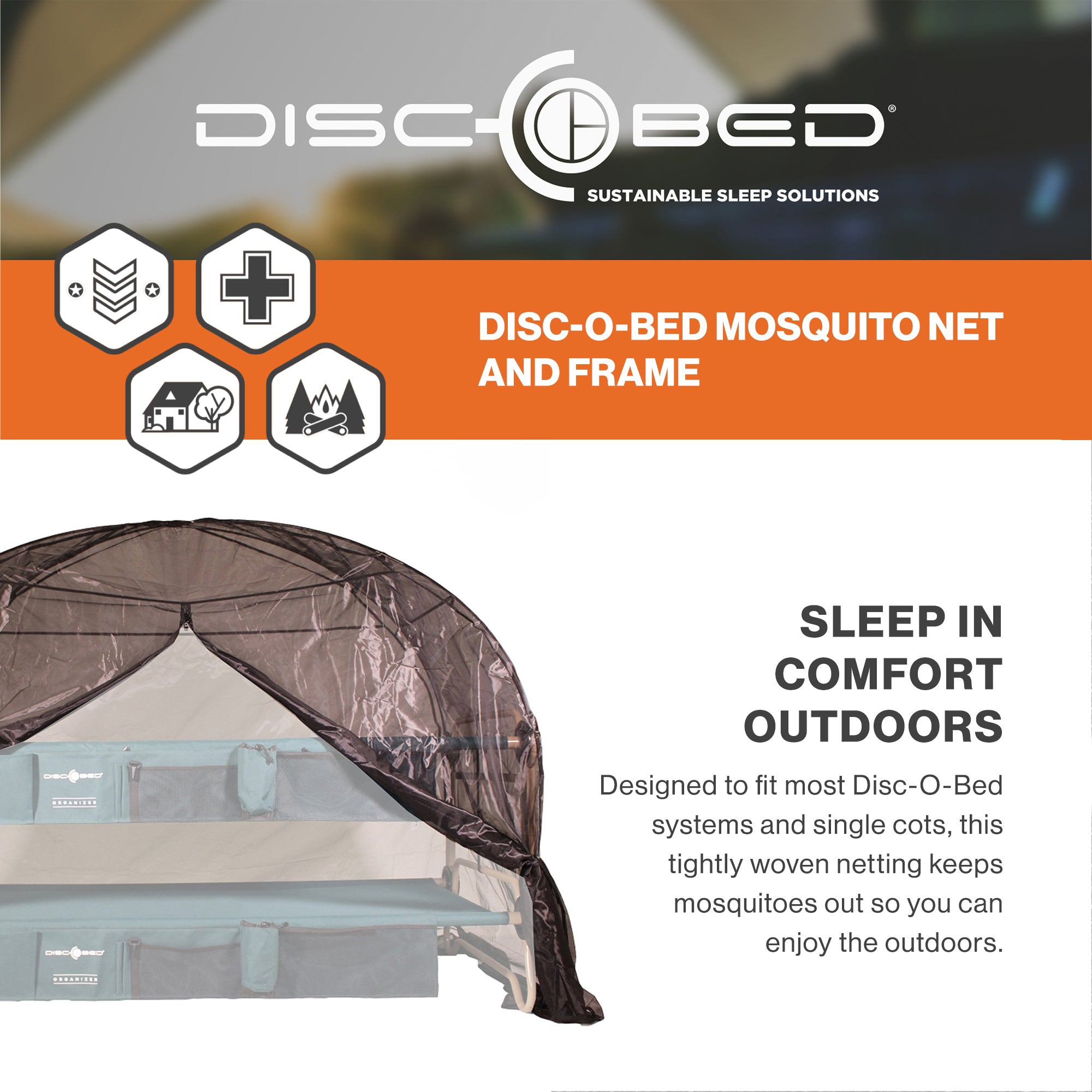Disc-O-Bed Mosquito Net and Frame for Cam-o-Bunk Camping Cots, Green