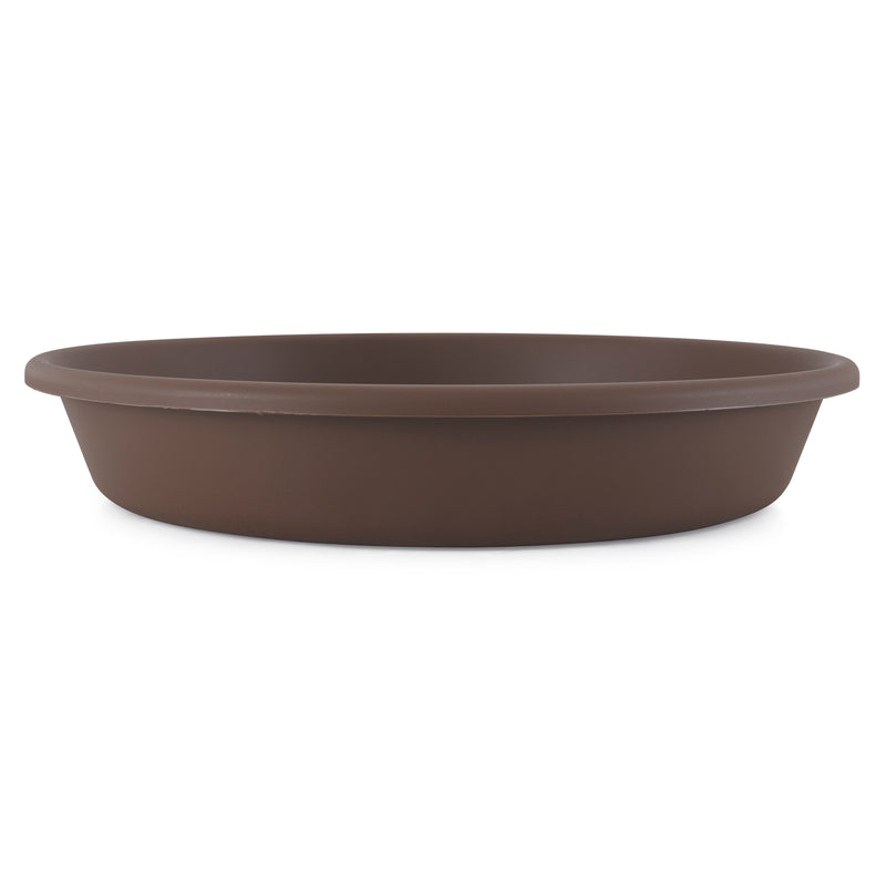 HC Companies Classic Plastic 21 Inch Round Flower Plant Pot Deep Saucer, Brown