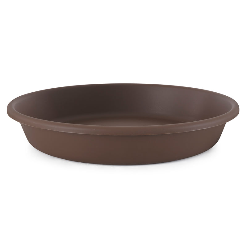 HC Companies Classic Plastic 21 Inch Round Flower Plant Pot Deep Saucer, Brown