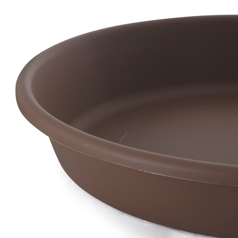 HC Companies Classic Plastic 21 Inch Round Flower Plant Pot Deep Saucer, Brown