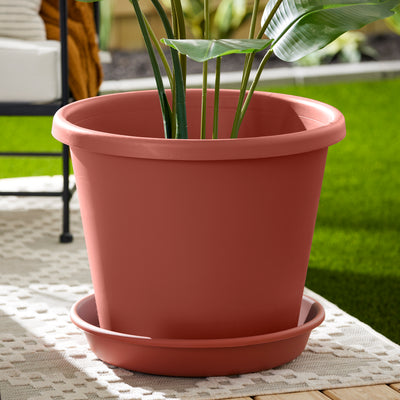 The HC Companies 21 Inch Planter Saucer for Classic Pot Containers, Clay Color - VMInnovations