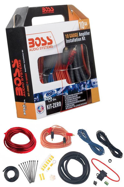 BOSS KITZERO 10-Gauge Ga Car Audio Amplifier Amp Wiring Installation Kit + RCA