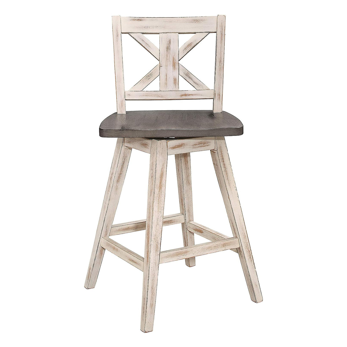 Homelegance Amsonia 360 Swivel Bar Counter Chair Stool, White (2 Pack) (Damaged)