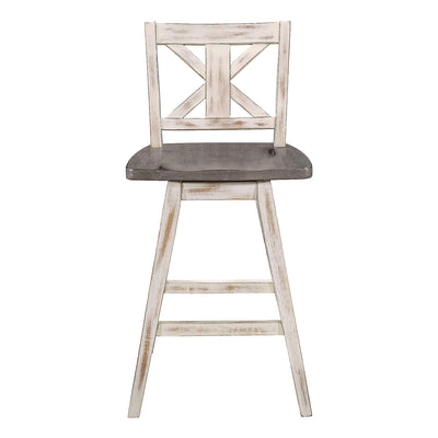 Homelegance Amsonia 360 Swivel Bar Counter Height Chair Stool, White (2 Pack) (Refurbished)