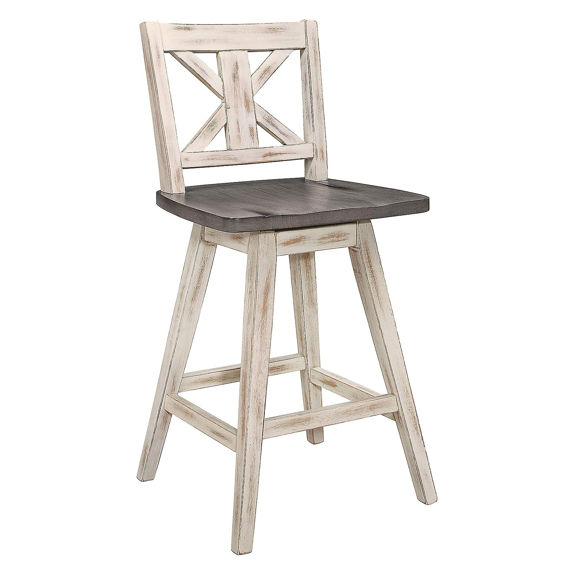 Homelegance Amsonia 360 Swivel Bar Counter Height Chair Stool, White (2 Pack) (Refurbished)