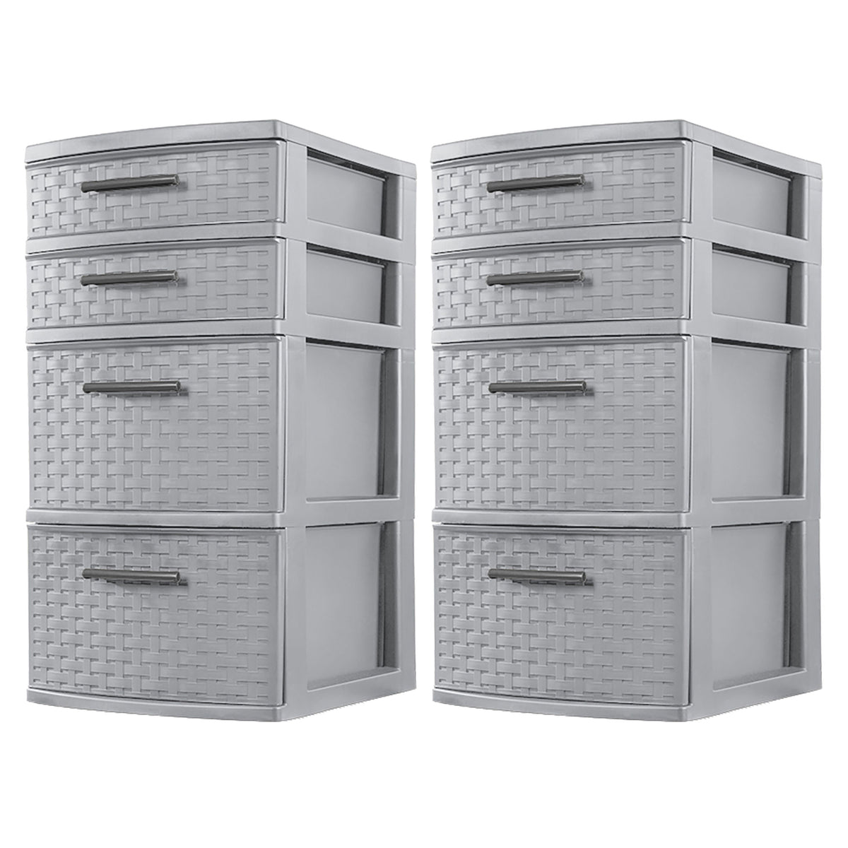 Sterilite 26226A02 Medium Weave 4 Drawer Organizer Storage Tower, Gray (2 Pack)