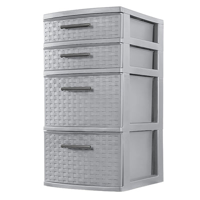 Sterilite 26226A02 Medium Weave 4 Drawer Organizer Storage Tower, Gray (6 Pack)