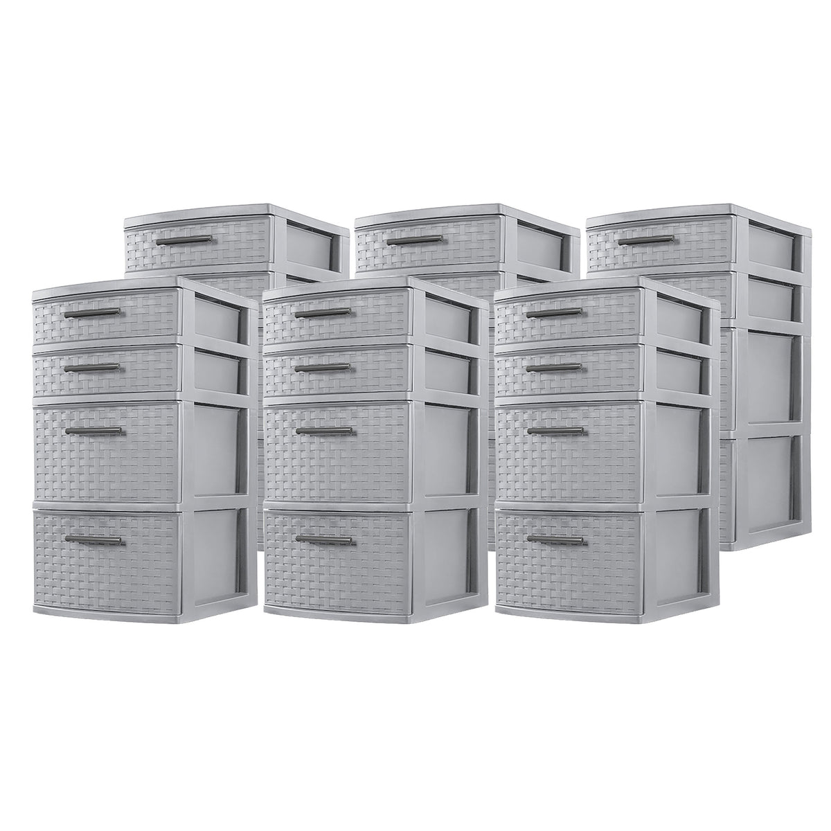 Sterilite 26226A02 Medium Weave 4 Drawer Organizer Storage Tower, Gray (6 Pack)