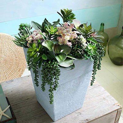 The HC Companies Avino 16-Inch Square Resin Planter Pot, Oxidized Black (4 Pack) - VMInnovations