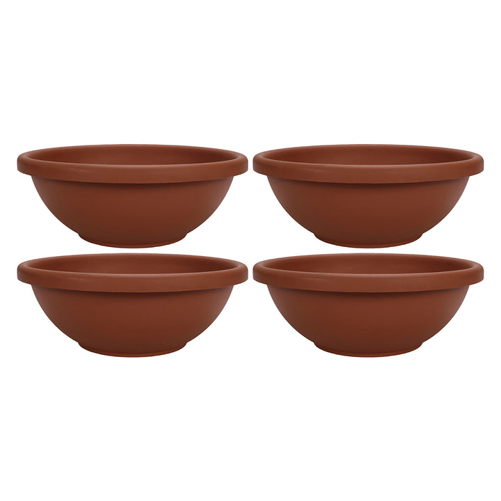 The HC Companies 18 Inch Resin Garden Bowl Planter Pot, Terra Cotta (4 Pack)