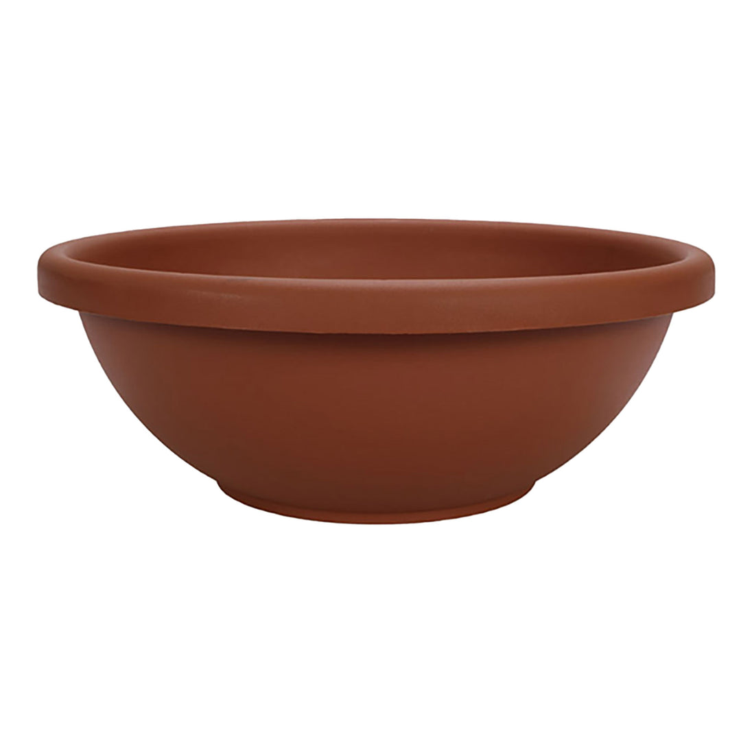 HC Companies 18 Inch Resin Garden Bowl Planter Pot, Terra Cotta Clay (2 Pack)