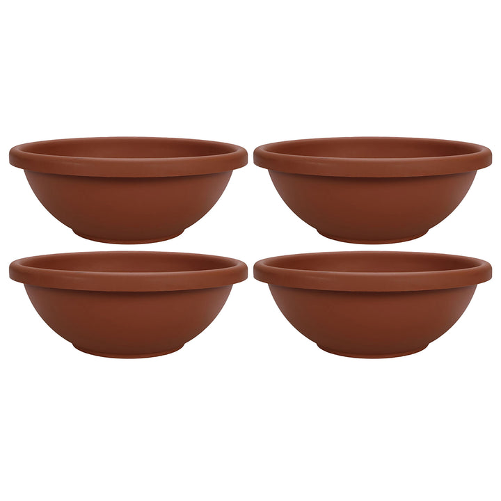 HC Companies 18 Inch Resin Garden Bowl Planter Pot, Terra Cotta Clay (2 Pack)