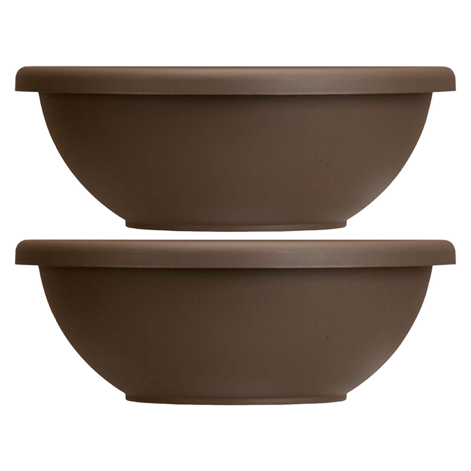 HC Companies 22 Inch Resin Garden Bowl Planter Pot, Chocolate Brown (2 Pack) - VMInnovations