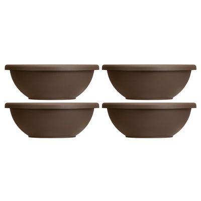 HC Companies 22 Inch Resin Garden Bowl Planter Pot, Chocolate Brown (4 Pack) - VMInnovations