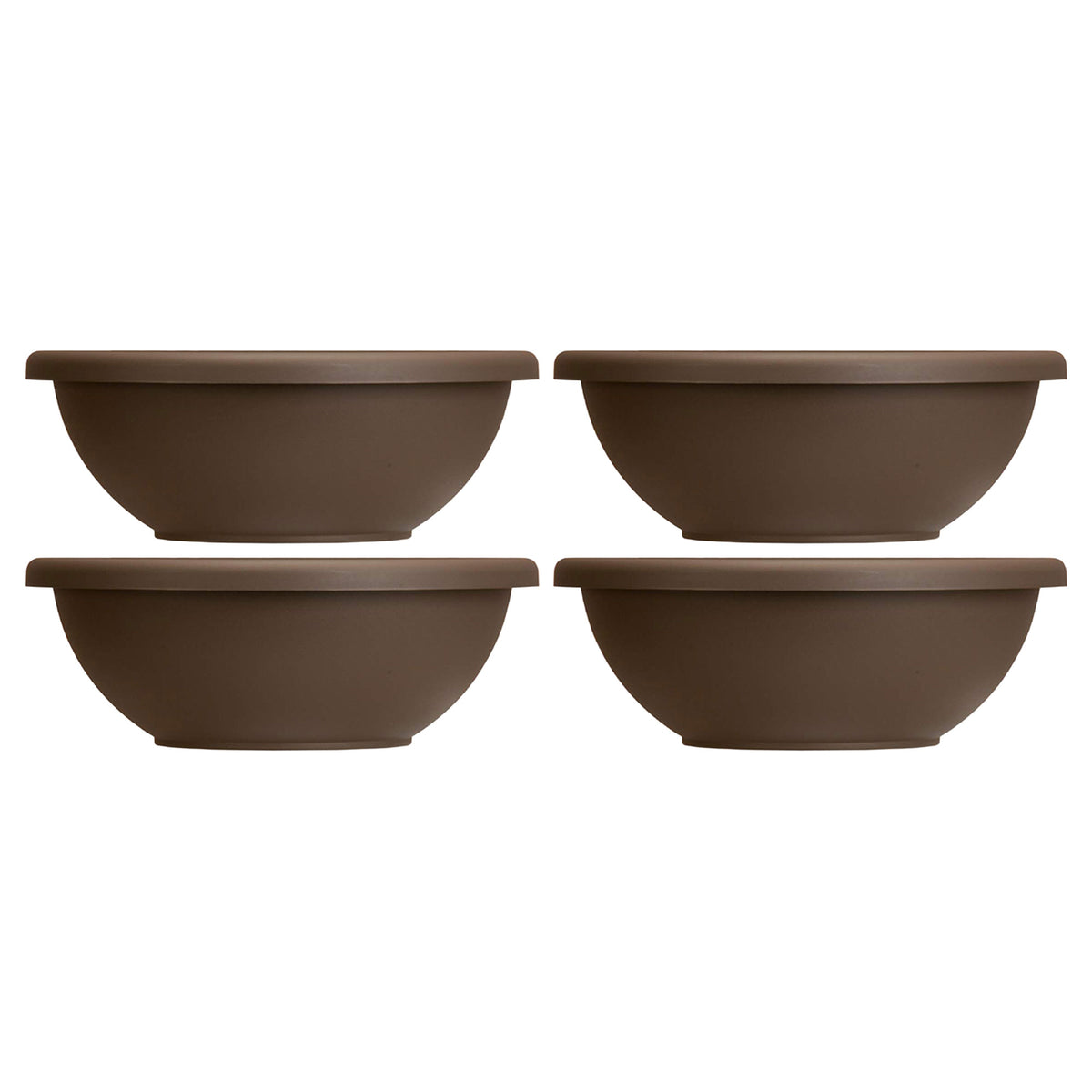 HC Companies 22 Inch Resin Garden Bowl Planter Pot, Chocolate Brown (4 Pack)