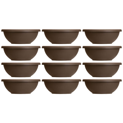 HC Companies 22 Inch Resin Garden Bowl Planter Pot, Chocolate Brown (12 Pack) - VMInnovations