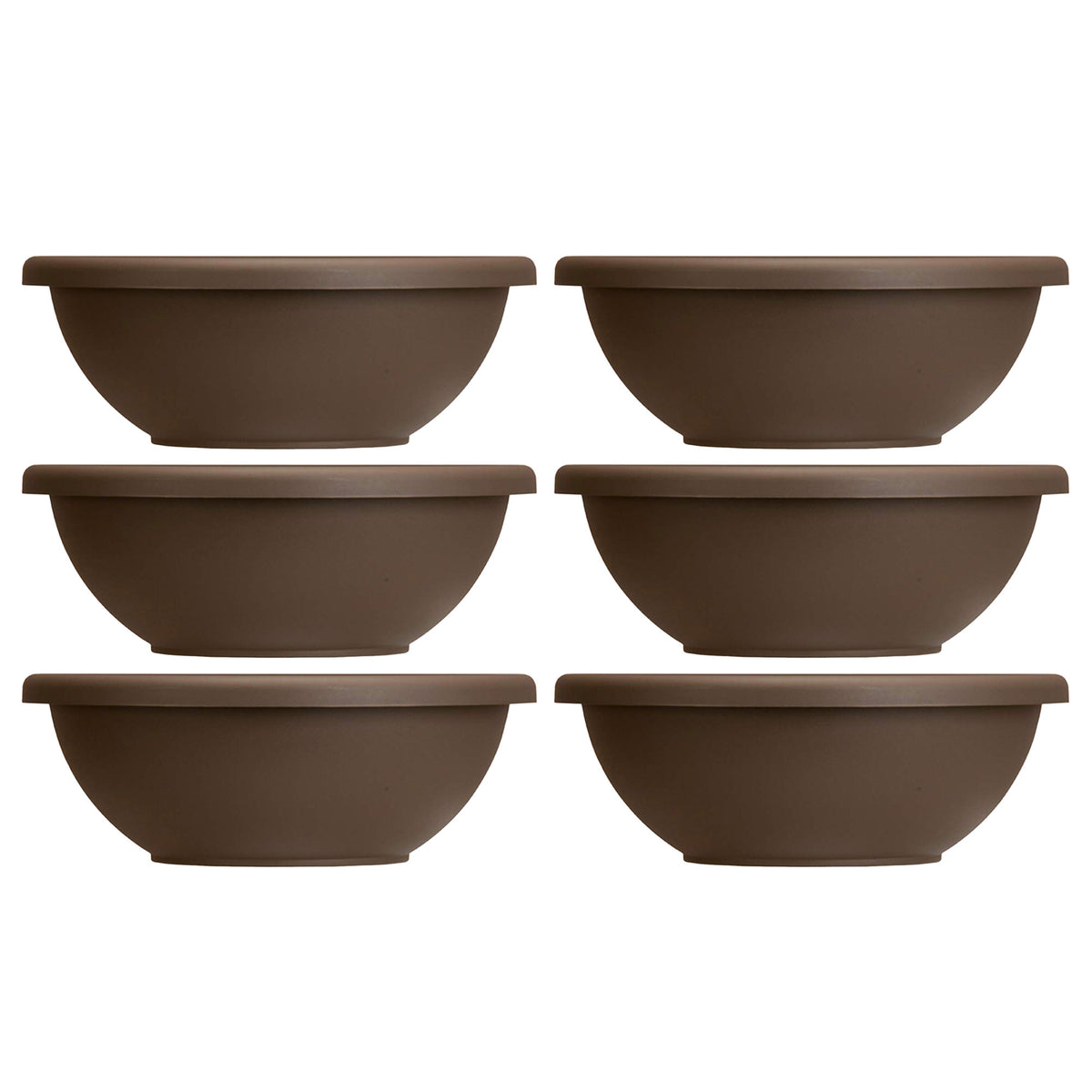 HC Companies 22 Inch Resin Garden Bowl Planter Pot, Chocolate Brown (6 Pack)