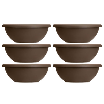 HC Companies 22 Inch Resin Garden Bowl Planter Pot, Chocolate Brown (6 Pack) - VMInnovations