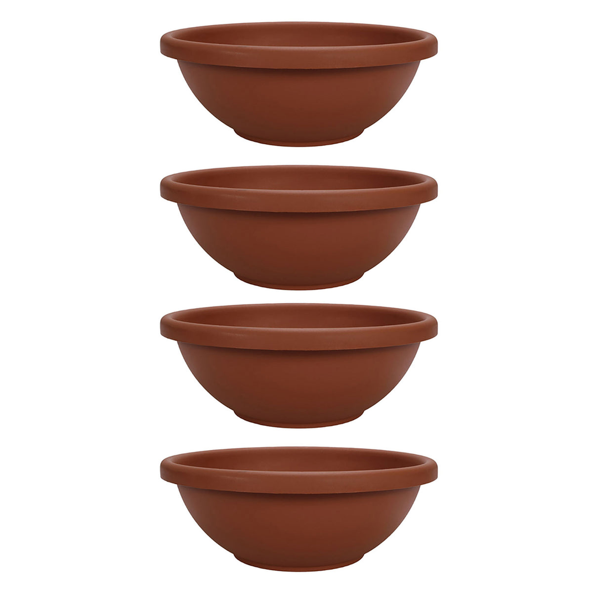 HC Companies 22 Inch Plastic Garden Bowl Planter Pot, Terracotta Brown (4 Pack)