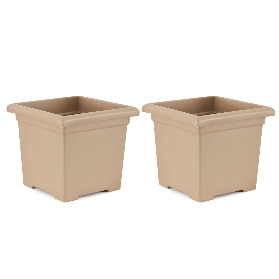 HC Companies 13.25"Dx15.5"W Outdoor Square Accent Planter, Sandstone Tan (2 Pk) - VMInnovations