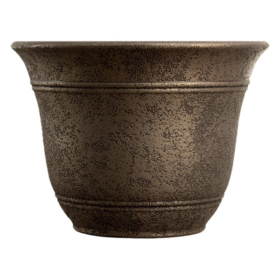 HC Companies 13" Wide Sierra Planter Round Plastic Planter, Nordic Bronze (4 Pk) - VMInnovations