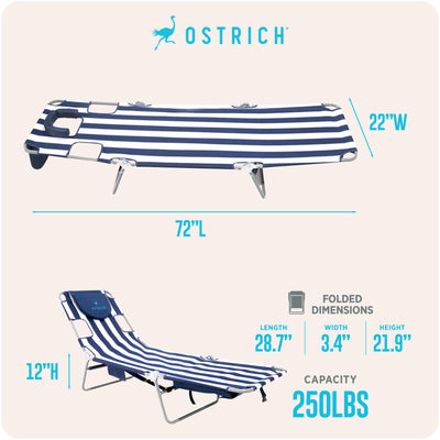 Ostrich Backpack Chaise Lounge, Beach Camping Chair with Storage Bag (Used) - VMInnovations