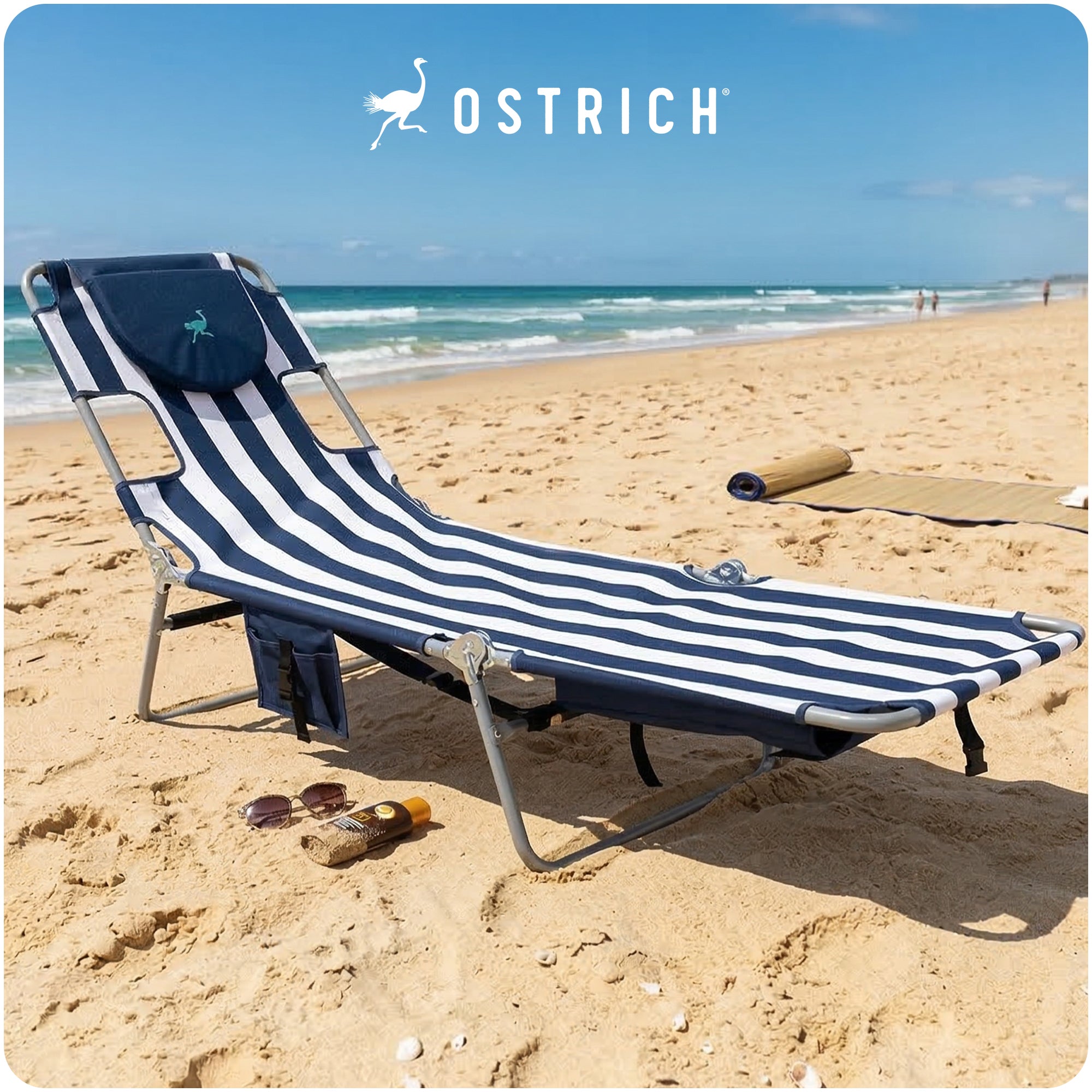 Ostrich Backpack Chaise Lounge, Beach Camping Chair with Storage Bag (Used) - VMInnovations