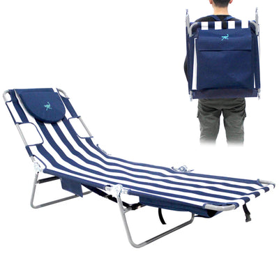 Ostrich The Backpack Chaise Lounge, Facedown Beach Camping Chair w/ Storage Bag