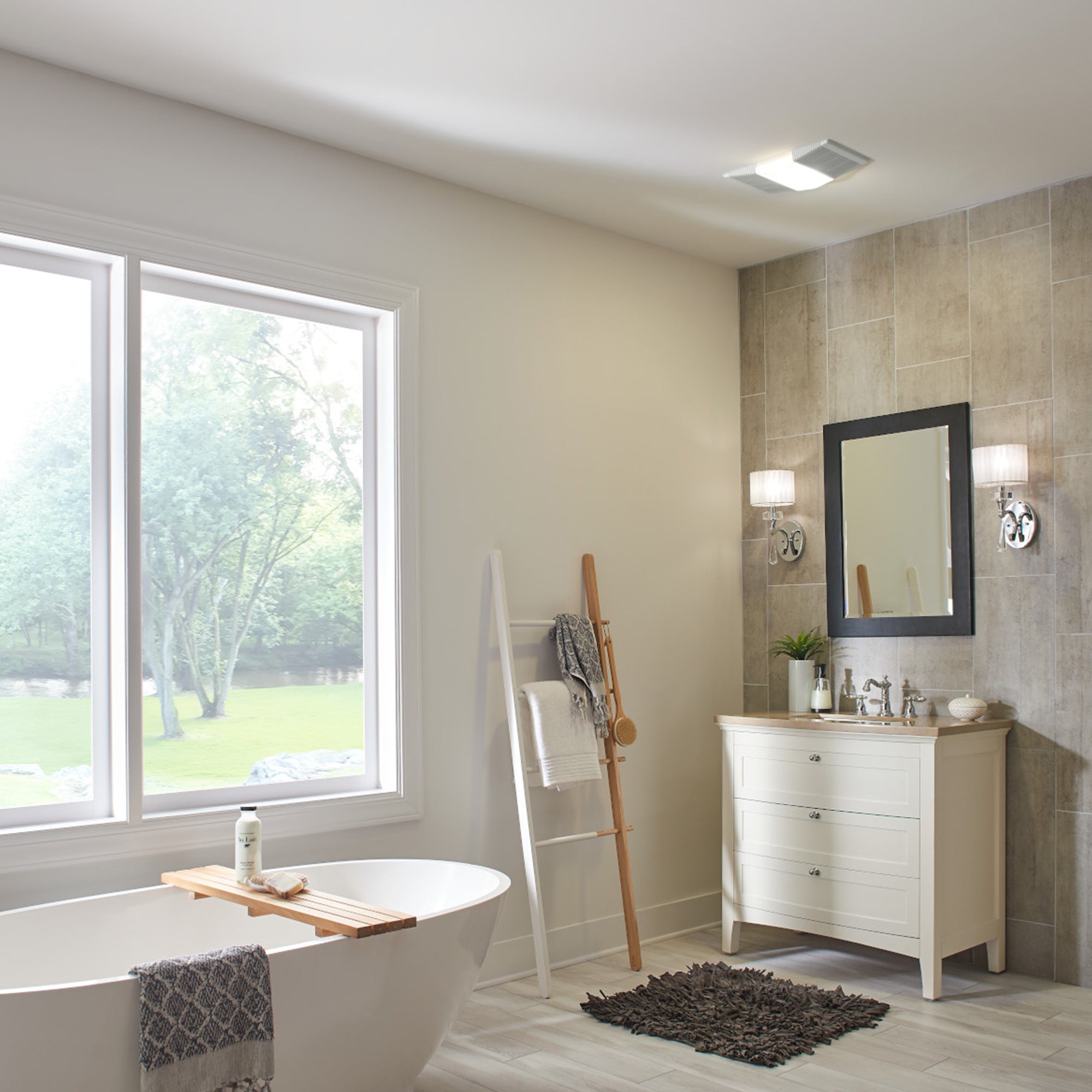 Broan-NuTone Bathroom Ventilation Fan w/ Light White Polymeric Lens and Grille