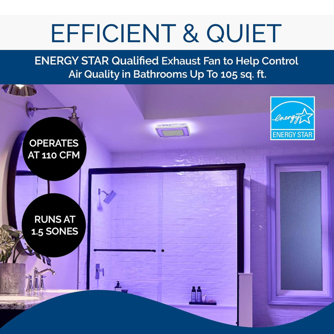 Broan-NuTone ChromaComfort 110 CFM Ventilation Fan with 24 Color Selectable LED - VMInnovations