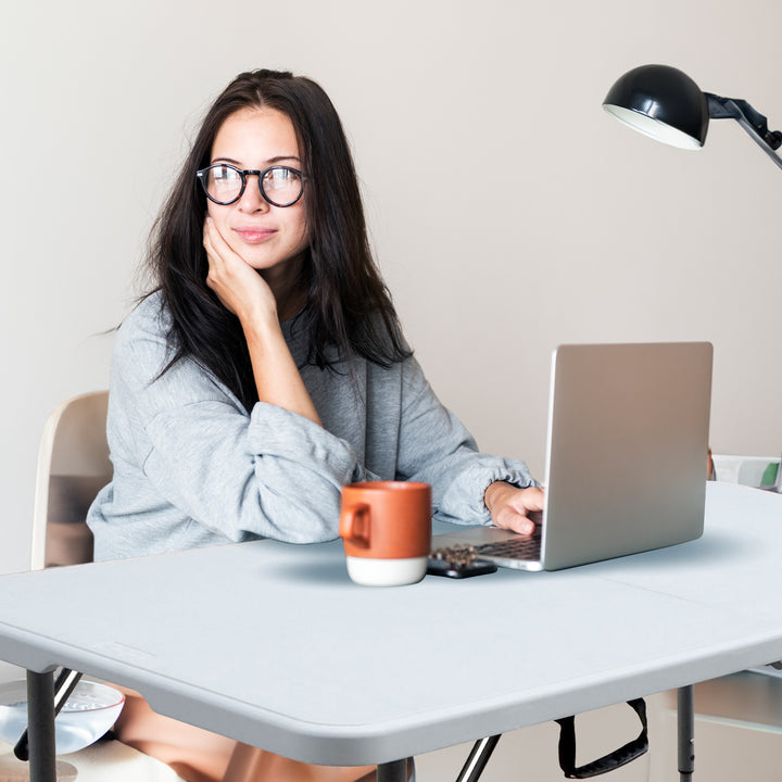 Plastic Development Group 4 Foot Long Fold in Half Banquet Folding Table, White - VMInnovations
