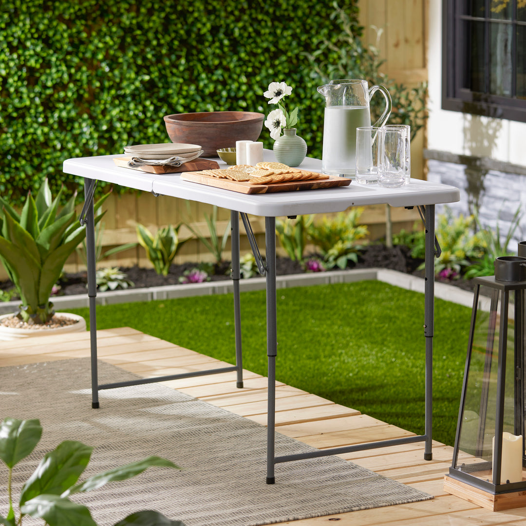 Plastic Development Group 4 Foot Long Fold in Half Banquet Folding Table, White - VMInnovations