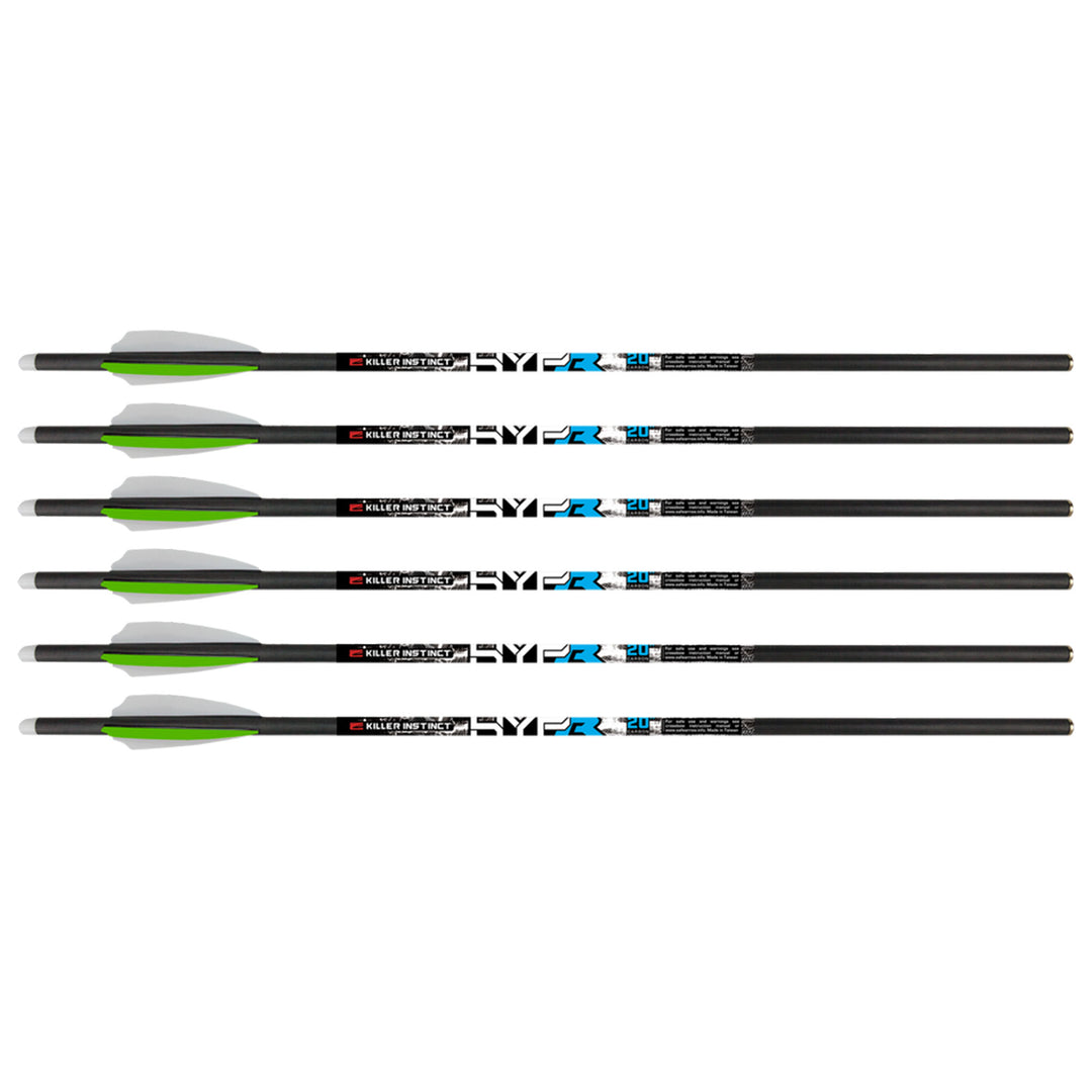 Killer Instinct MSCKI-1065-6 HYPR Lite 20 Inch Carbon Crossbow Bolts (6 Pack)