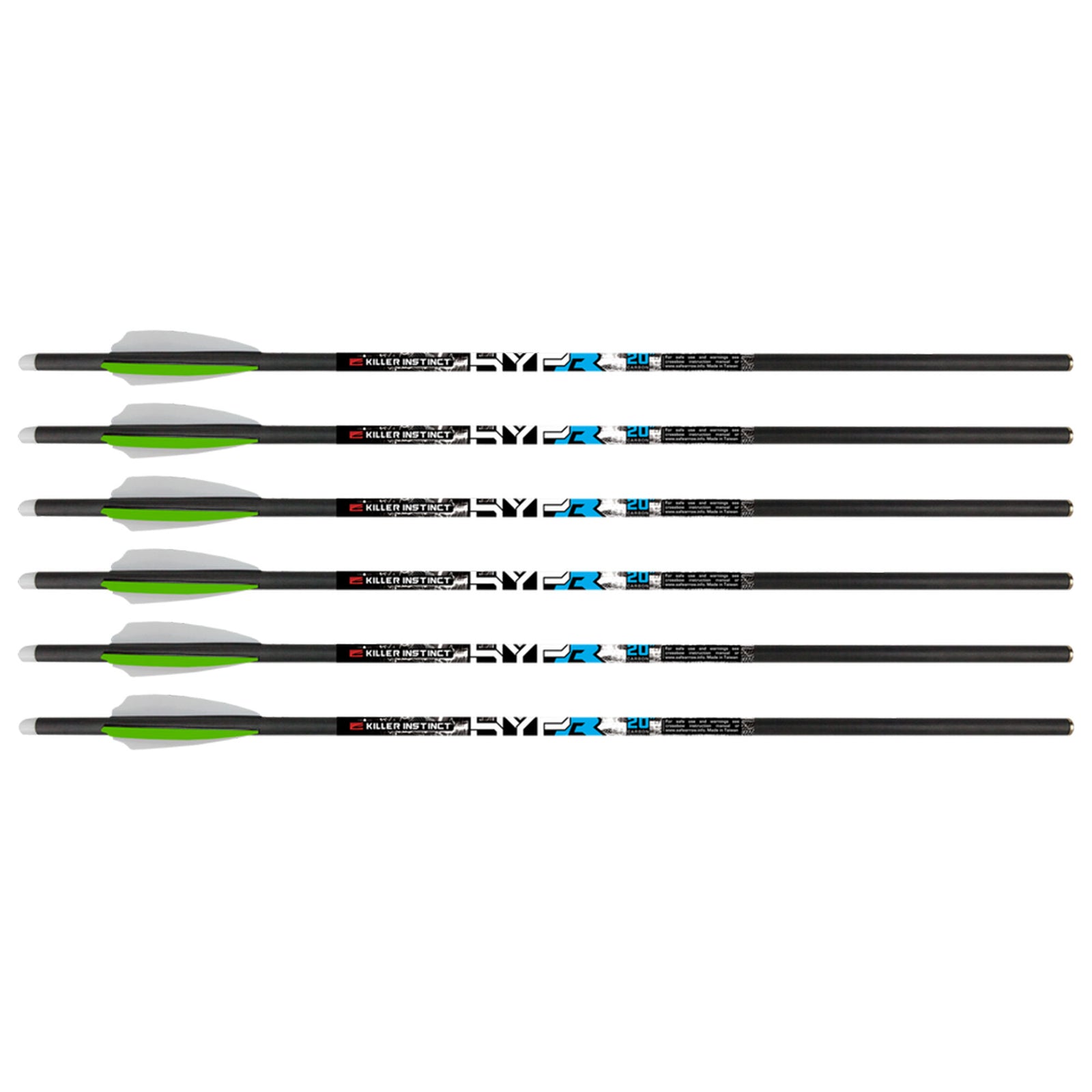 Killer Instinct MSCKI-1065-6 HYPR Lite 20 Inch Carbon Crossbow Bolts (6 Pack) - VMInnovations