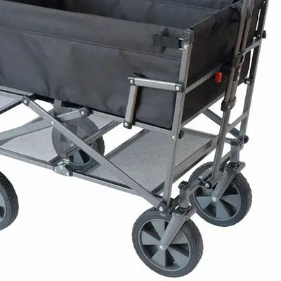 Mac Sports Heavy Duty Steel Double Decker Collapsible Wagon, Black (Open Box)