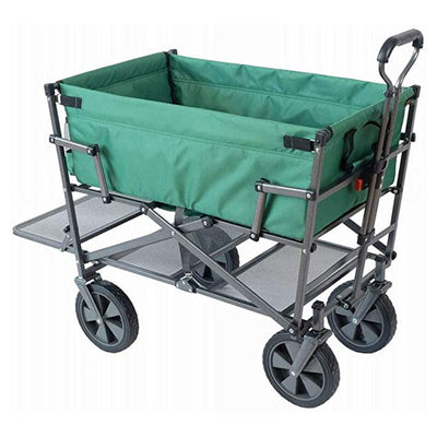 Mac Sports Steel Double Decker Collapsible Yard Cart Wagon, Green (Open Box)