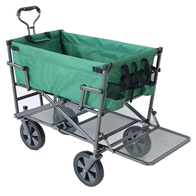 Mac Sports Heavy Duty Double Decker Collapsible Yard Cart Wagon, Green (Used)
