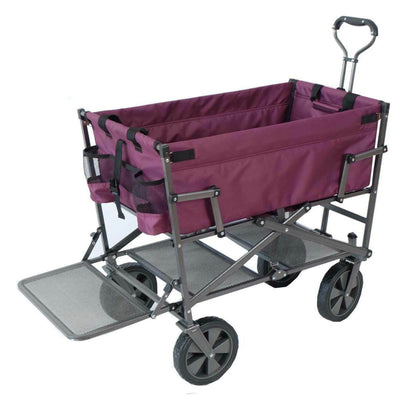 Mac Sports Heavy Duty Steel Double Decker Yard Cart Wagon, Purple (For Parts)