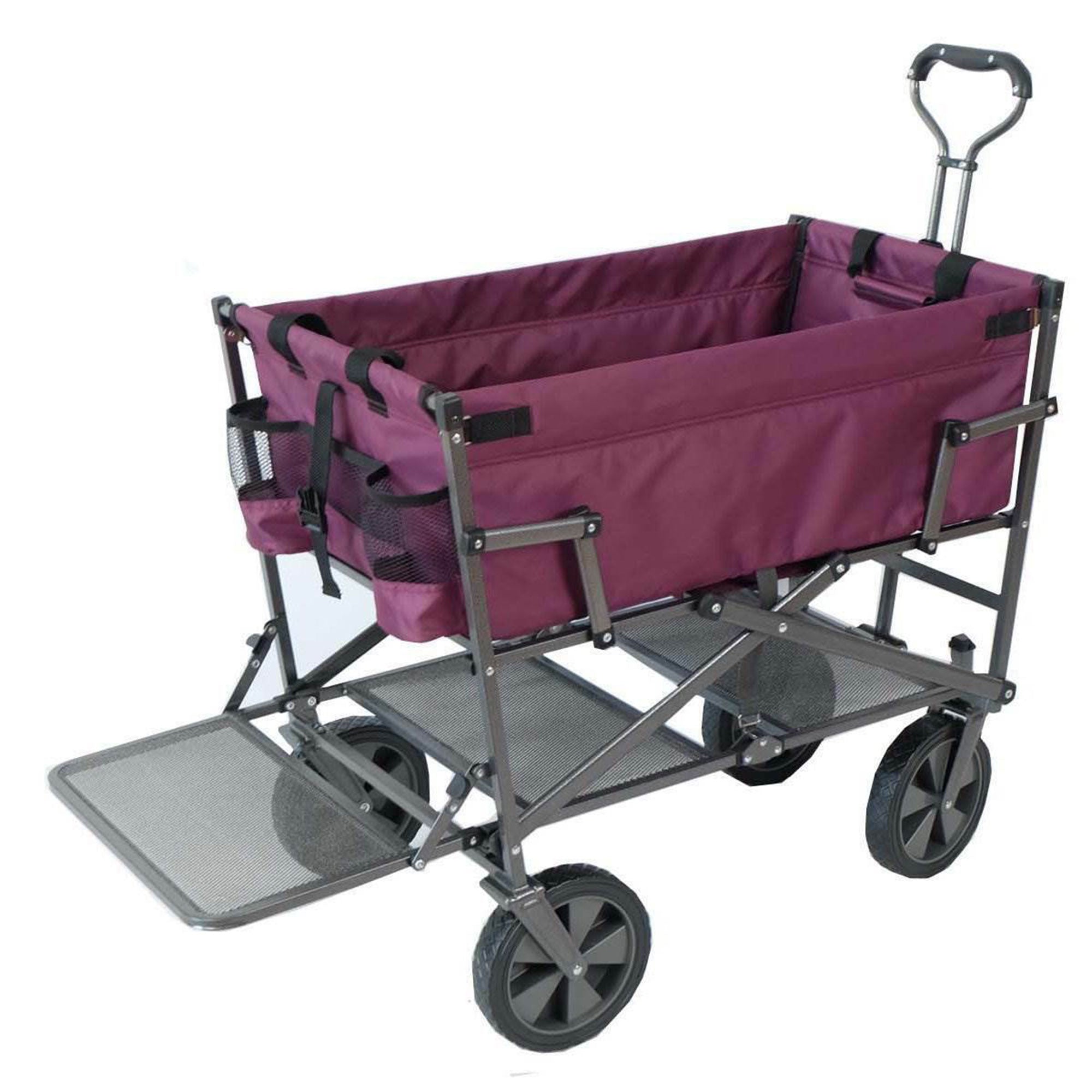 Mac Sports Heavy Duty Steel Double Decker Yard Cart Wagon, Purple (Used)