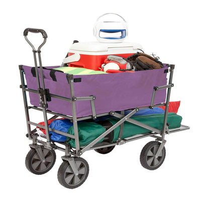 Mac Sports Heavy Duty Steel Double Decker Yard Cart Wagon, Purple (Used)