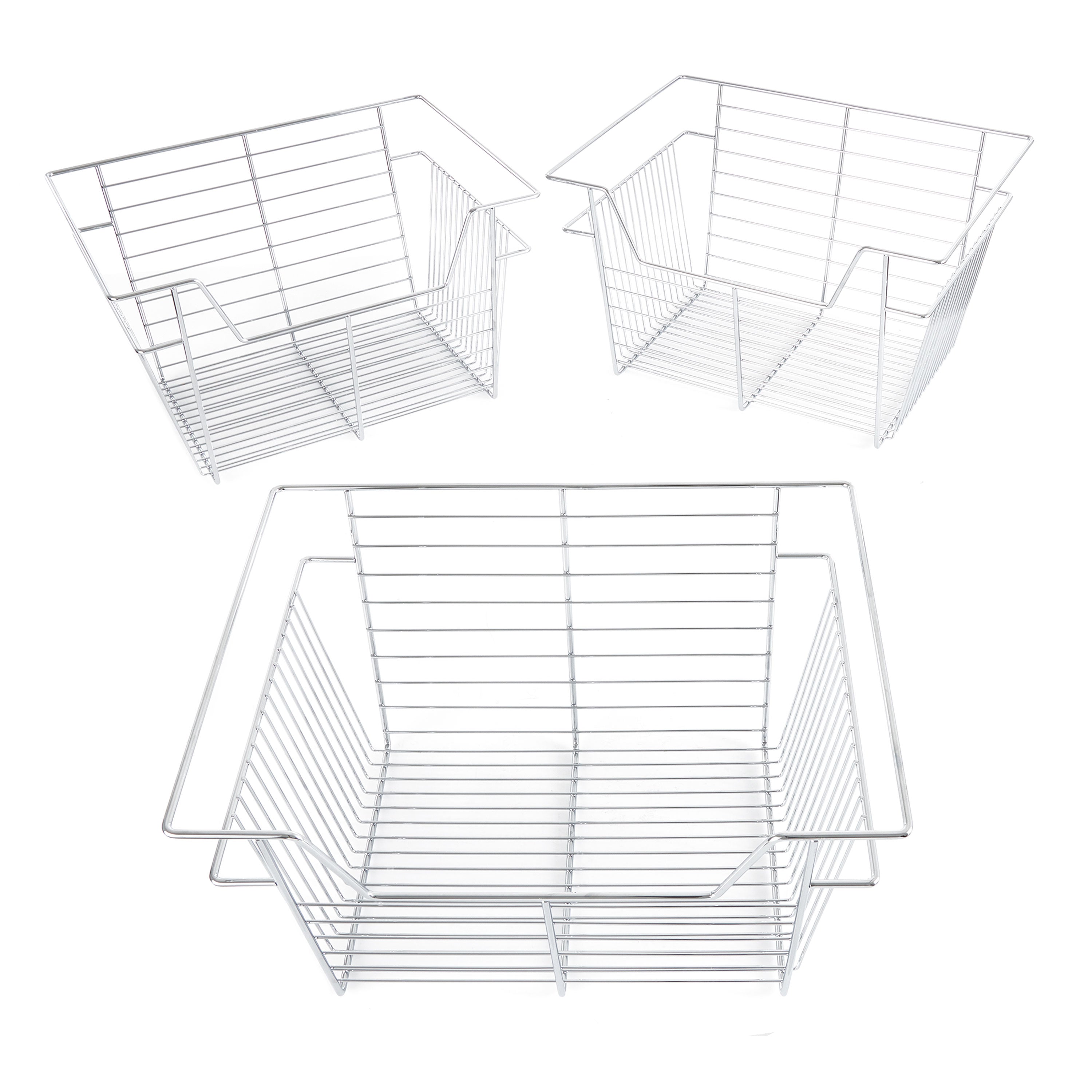 Rev-A-Shelf Sidelines CBSL-181410CR-3 18" Chrome Pullout Closet Basket (3 Pack) - VMInnovations