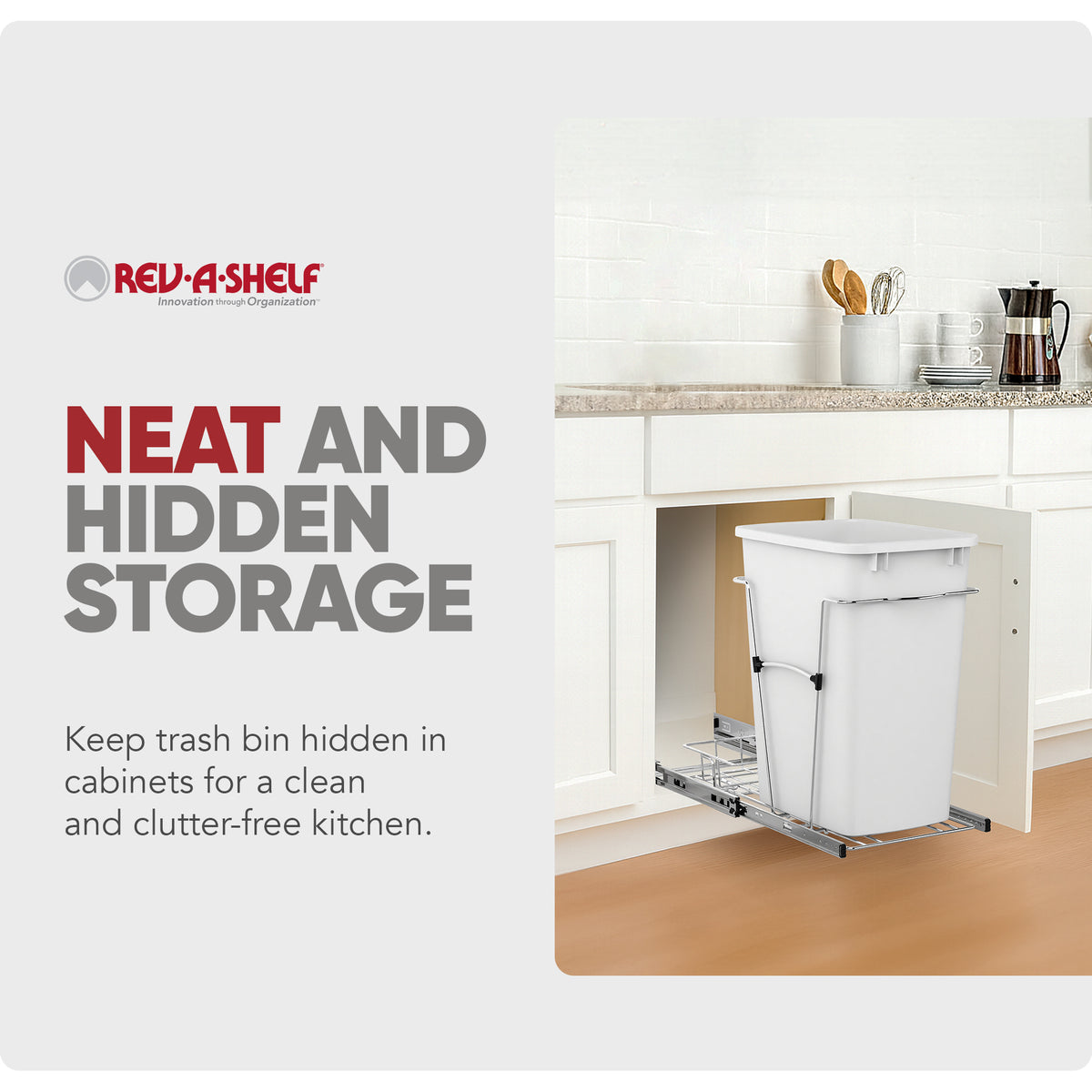 Rev-A-Shelf Single 35 Quart Pull Out Waste Container for Kitchens (Open Box)