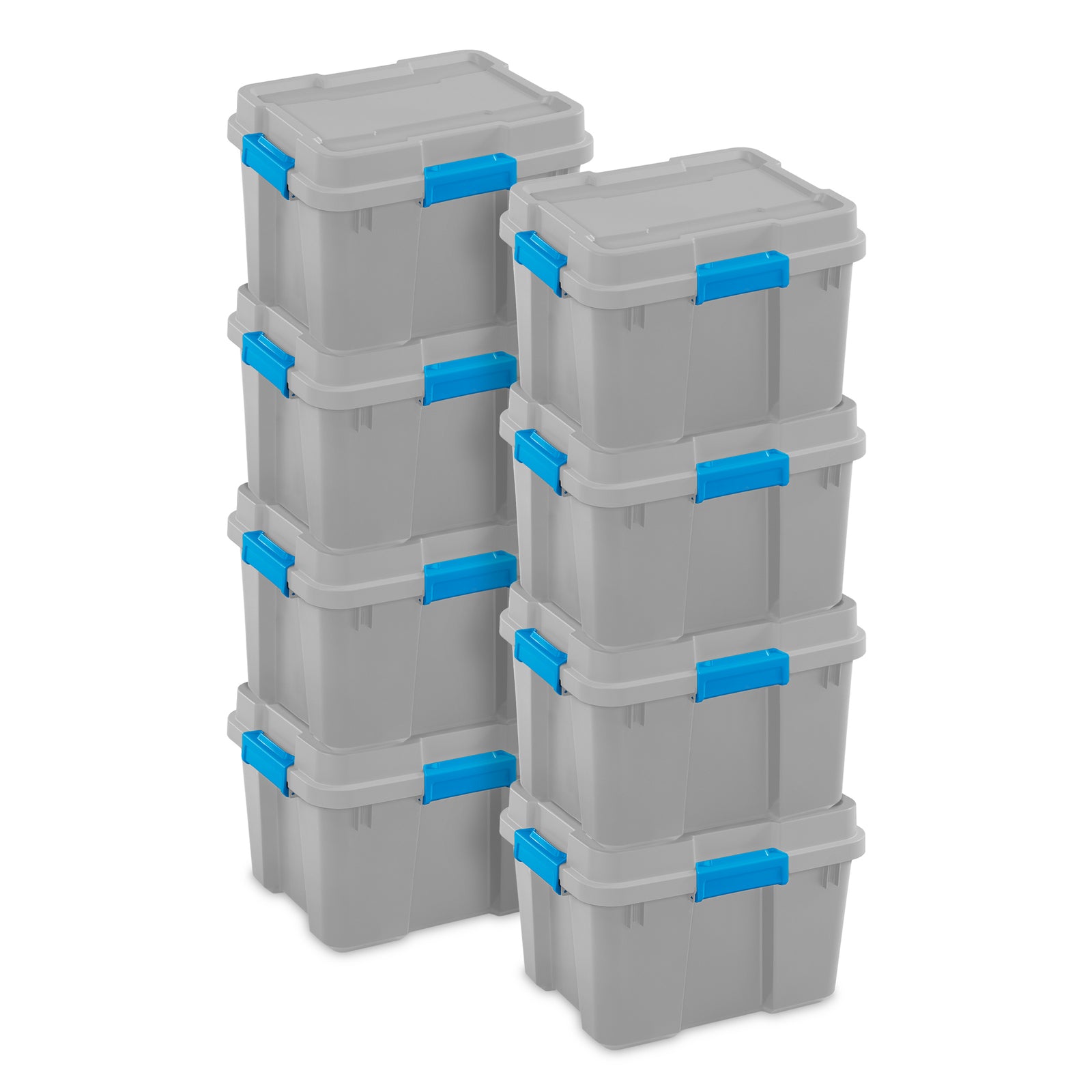 Sterilite 20 Gallon Plastic Storage Container Box Cement Gray/Blue (8 Pack) - VMInnovations