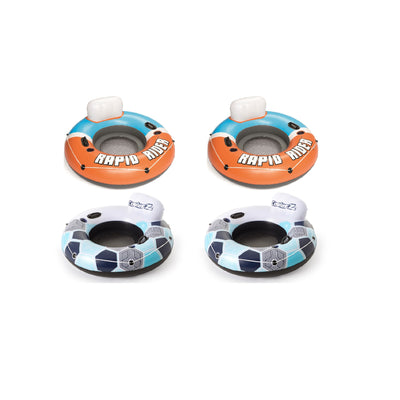 Bestway CoolerZ Inflatable Orange River Tube (2 Pack) & Blue River Tube (2 Pack) - VMInnovations