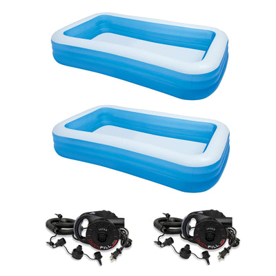 Intex Swim Center Family Inflatable Kiddie Pool (2 Pack) and 120 V Pump (2 Pack)