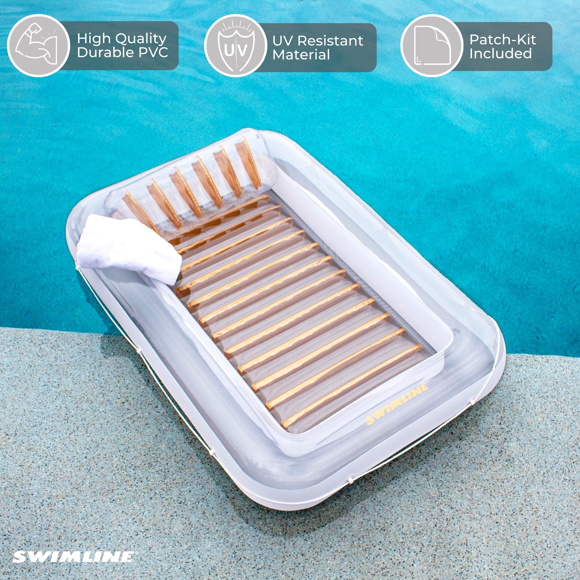 Swimline Luxe Edition Inflatable Suntan Floating Pool Lounger, White, (2 Pack) - VMInnovations