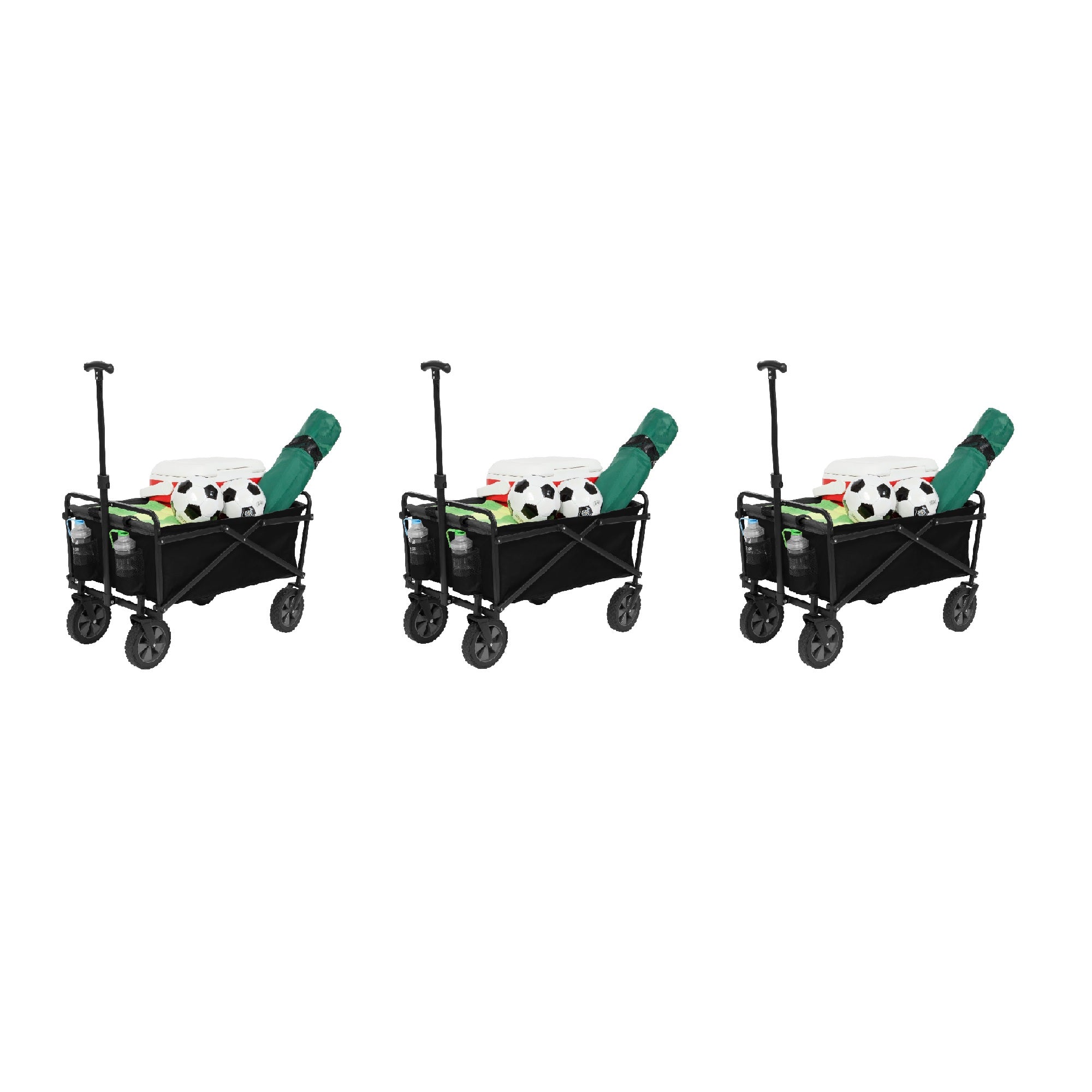 Seina Manual 150lb Capacity Heavy Duty Folding Utility Cart, Black/Gray (3 Pack) - VMInnovations