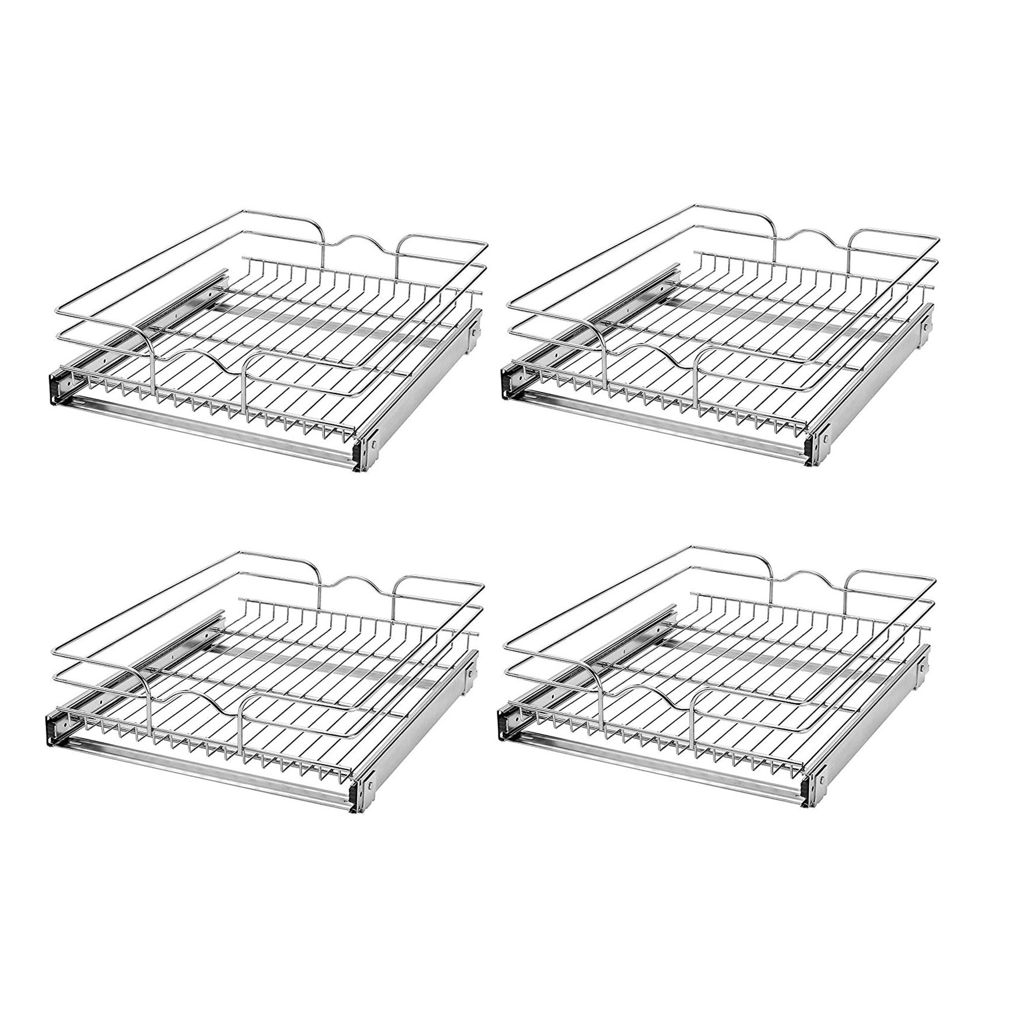 Rev-A-Shelf 18" Wide 22" Deep Base Kitchen Cabinet Pull Out Wire Basket (4 Pack)