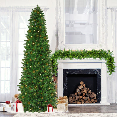 Easy Treezy Natural Pine 6 Ft Pre Lit Holiday Garland w/ White Lights (Open Box) - VMInnovations