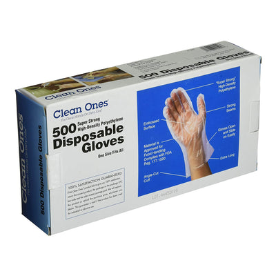 Clean Ones 500 Count Latex Free Disposable Food Safe Gloves, One Size (2 Pack) - VMInnovations
